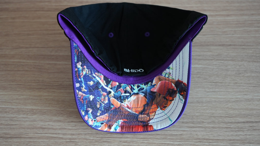 Poly Fighter x SHIDŌ FlexFit Cap — Purple (Under-Brim Roster Art)