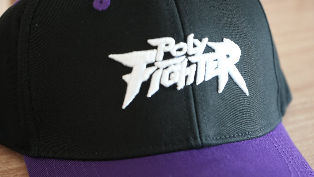 Poly Fighter x SHIDŌ FlexFit Cap — Purple (Under-Brim Roster Art)