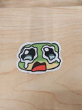 Crying frog face die-cut vinyl sticker